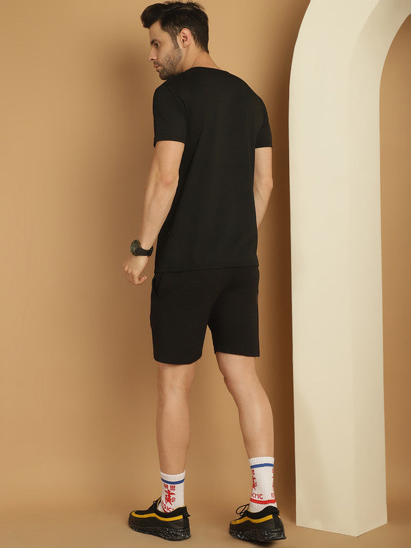 Mack Jonney Black Cotton Solid Co-ord Set Tracksuit For Men(Zip On 1 Side Pocket)
