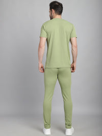 Mack Jonney Solid  Light Green  Polyester Lycra Half sleeves Co-ord Set Tracksuit For Men