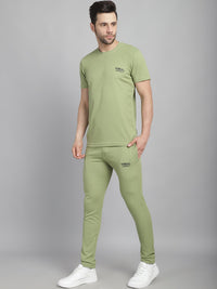 Mack Jonney Solid  Light Green  Polyester Lycra Half sleeves Co-ord Set Tracksuit For Men