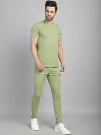 Mack Jonney Solid  Light Green  Polyester Lycra Half sleeves Co-ord Set Tracksuit For Men