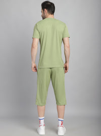 Mack Jonney Solid  Light Green  Polyester Lycra Half sleeves Co-ord Set Tracksuit For Men