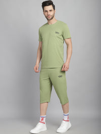 Mack Jonney Solid  Light Green  Polyester Lycra Half sleeves Co-ord Set Tracksuit For Men