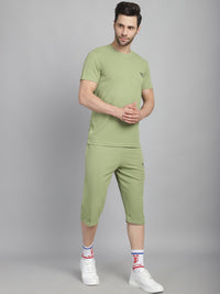 Mack Jonney Solid  Light Green  Polyester Lycra Half sleeves Co-ord Set Tracksuit For Men