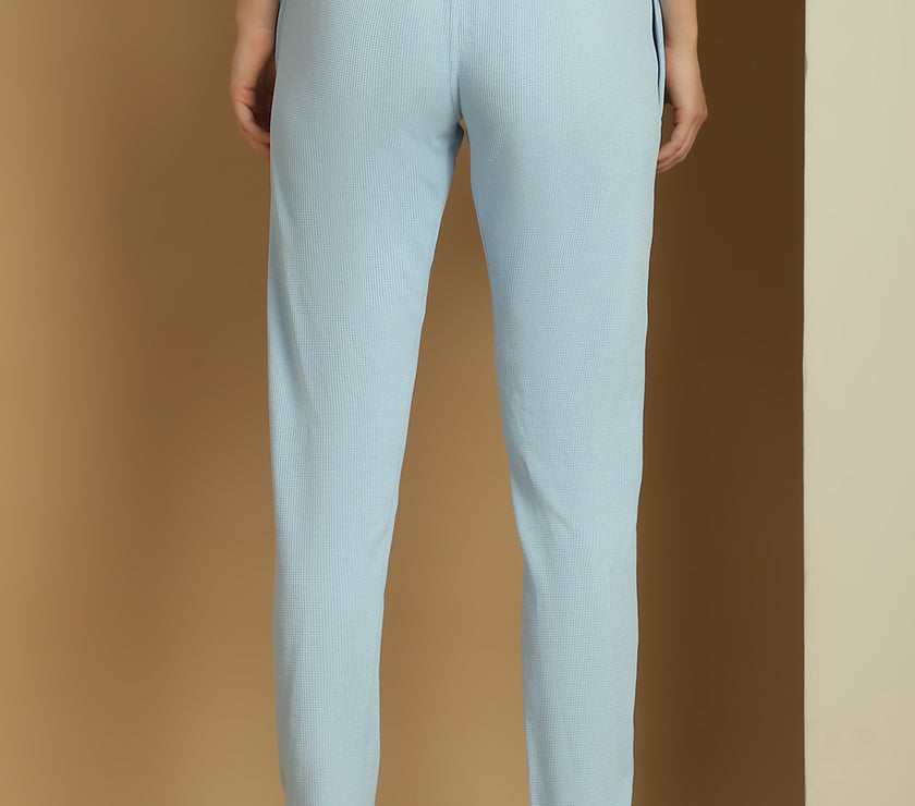Mack Jonney Solid Light Blue Regular Fit Polyster Lycra Trackpant For Women