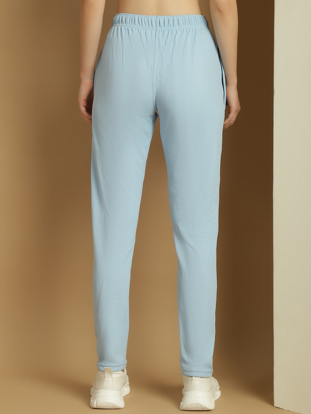 Mack Jonney Solid Light Blue Regular Fit Polyster Lycra Trackpant For Women