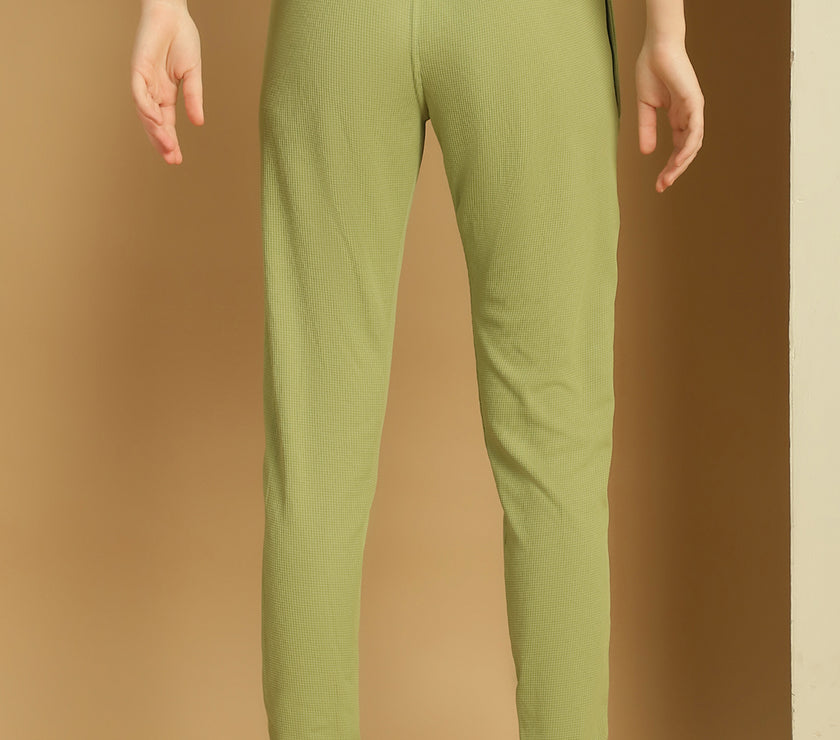 Mack Jonney Solid Light Green Regular Fit Polyster Lycra Trackpant For Women