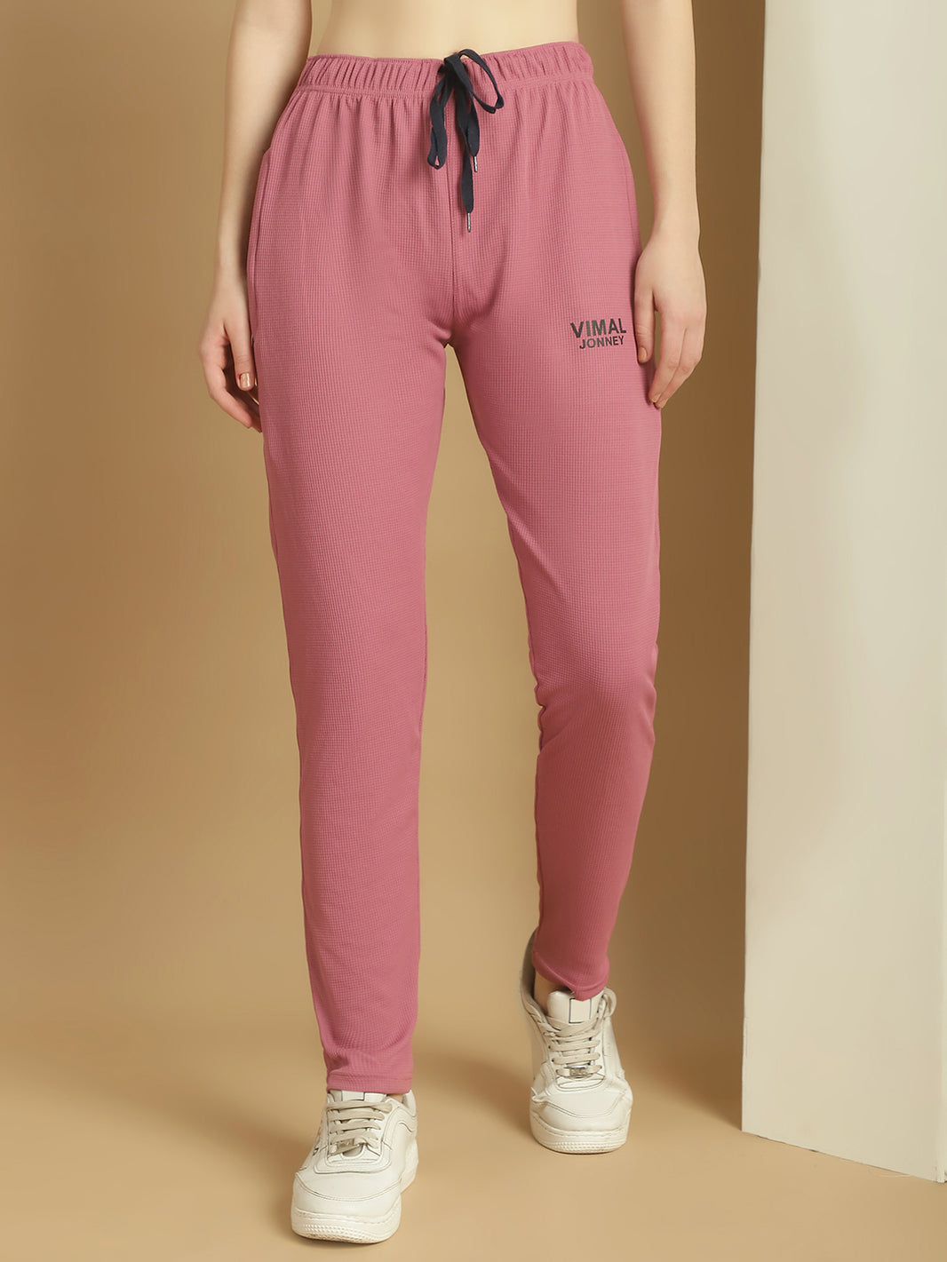 Mack Jonney Solid Pink Regular Fit Polyster Lycra Trackpant For Women