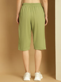 Mack Jonney Solid Light Green Regular Fit Polyster Lycra Capri For Women