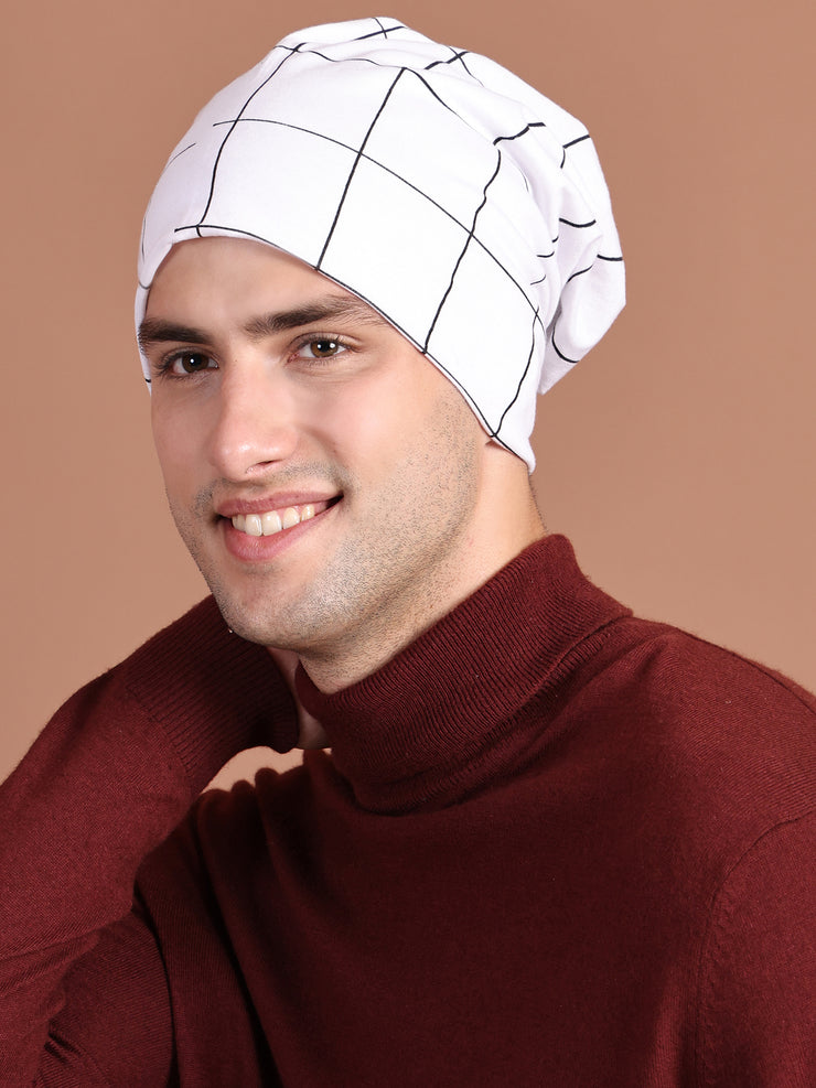 Mack Jonney check printed white cap for Men