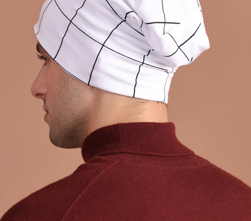 Mack Jonney check printed white cap for Men