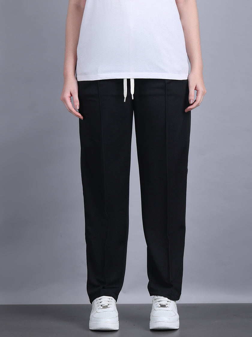 Mack Jonney Solid | Black | Relaxed Fit | Cotton Trackpant For Women