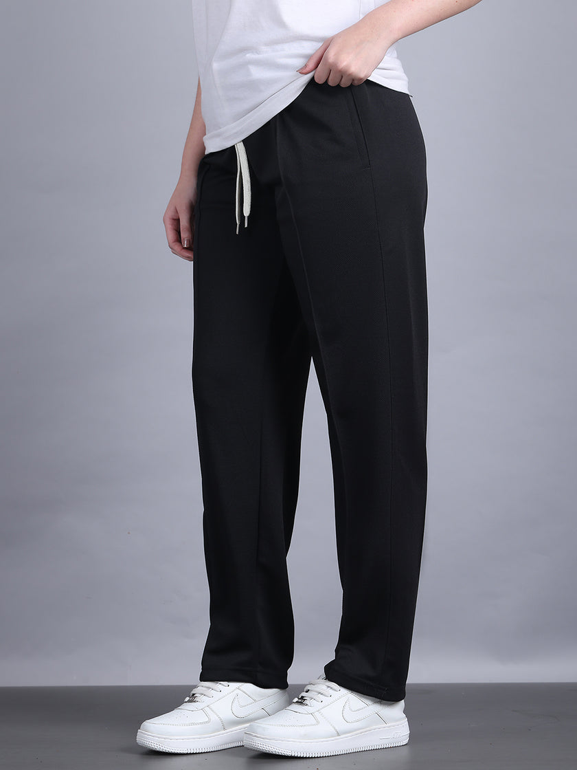 Mack Jonney Solid | Black | Relaxed Fit | Cotton Trackpant For Women