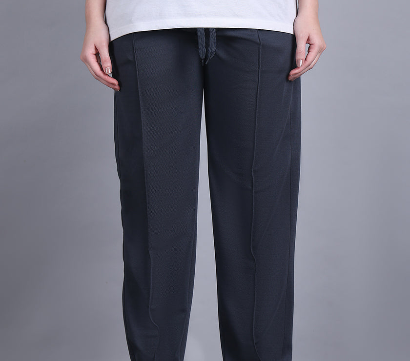 Mack Jonney Solid | Grey | Relaxed Fit | Cotton Trackpant For Women