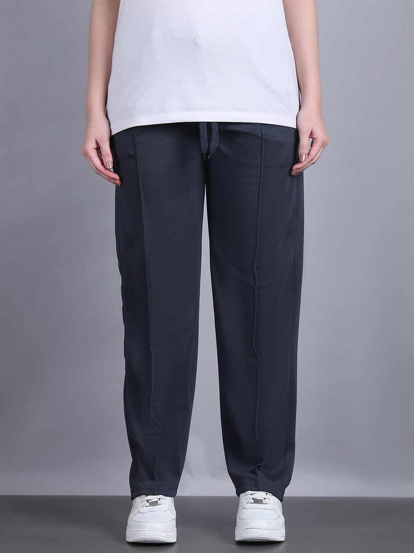 Mack Jonney Solid | Grey | Relaxed Fit | Cotton Trackpant For Women