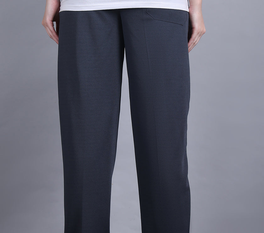 Mack Jonney Solid | Grey | Relaxed Fit | Cotton Trackpant For Women
