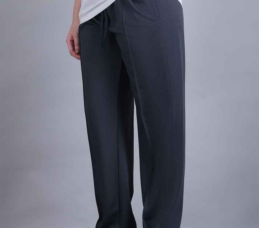 Mack Jonney Solid | Grey | Relaxed Fit | Cotton Trackpant For Women