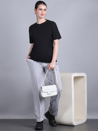 Mack Jonney Solid | Greyy | Relaxed Fit | Cotton Trackpant For Women