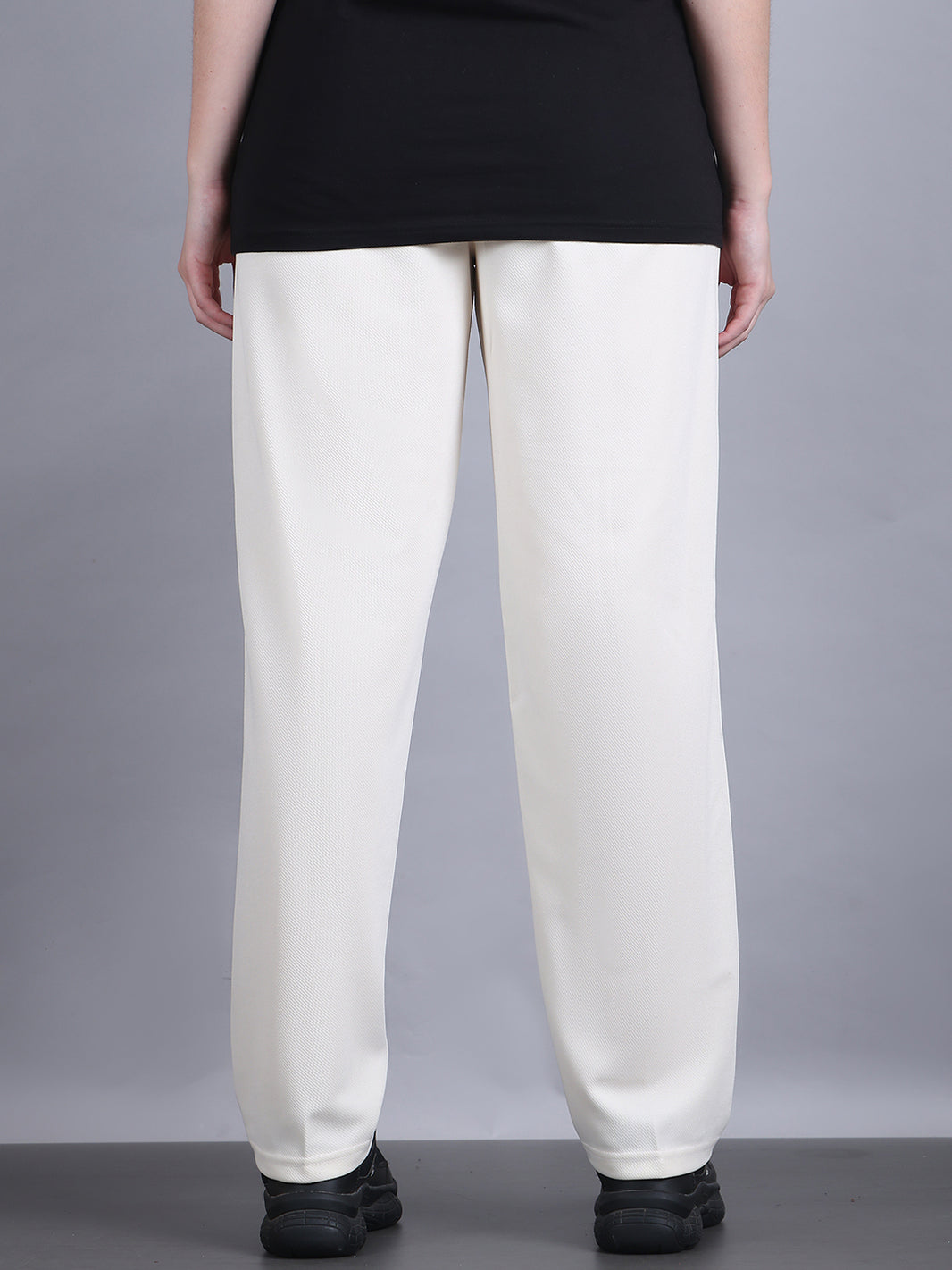 Mack Jonney Solid | off white | Relaxed Fit | Cotton Trackpant For Women