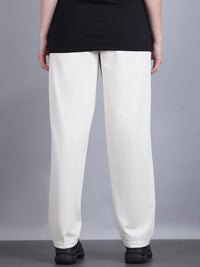 Mack Jonney Solid | off white | Relaxed Fit | Cotton Trackpant For Women