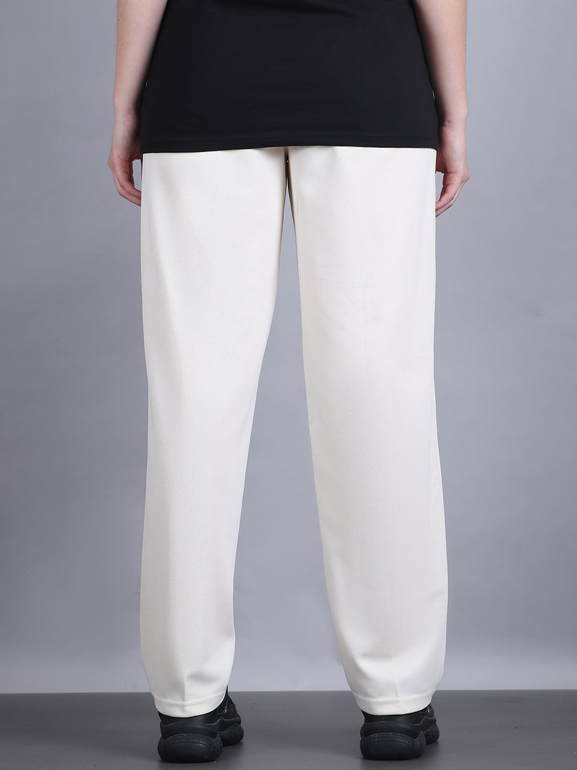 Mack Jonney Solid | off white | Relaxed Fit | Cotton Trackpant For Women