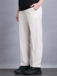 Mack Jonney Solid | off white | Relaxed Fit | Cotton Trackpant For Women