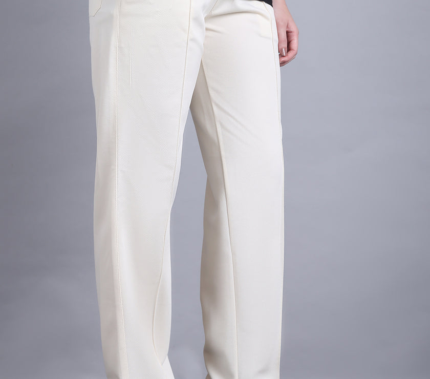 Mack Jonney Solid | off white | Relaxed Fit | Cotton Trackpant For Women