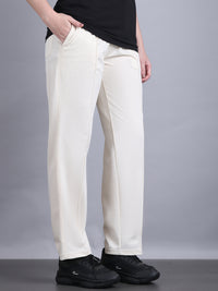 Mack Jonney Solid | off white | Relaxed Fit | Cotton Trackpant For Women