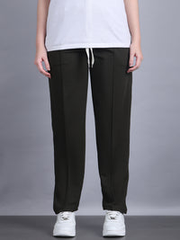 Mack Jonney Solid | Olive | Relaxed Fit | Cotton Trackpant For Women
