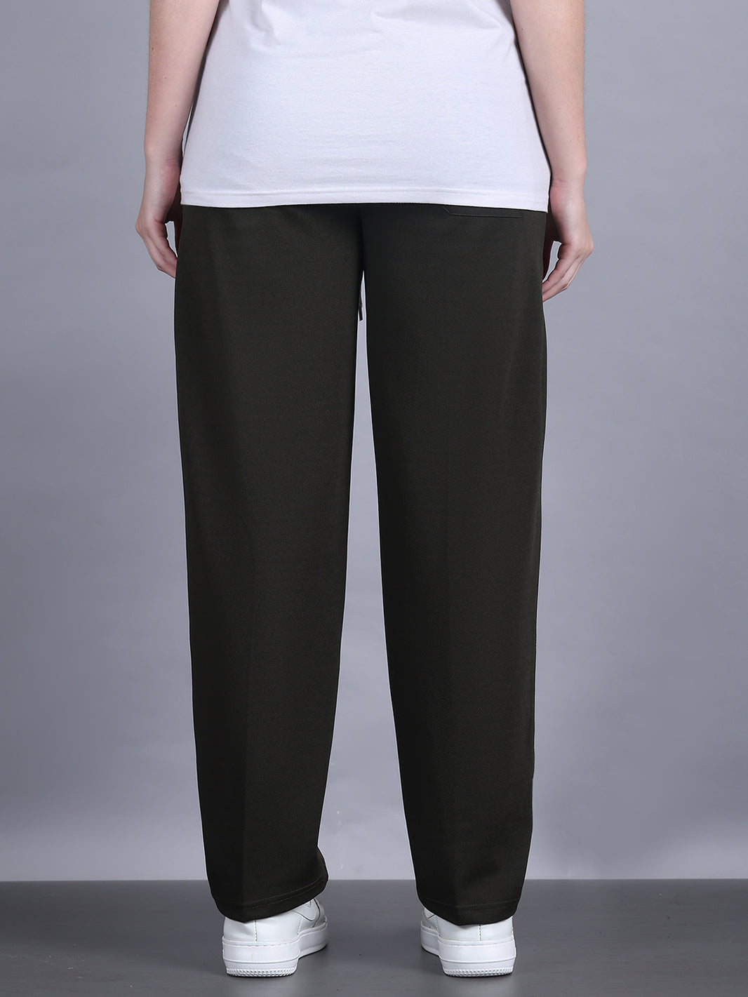 Mack Jonney Solid | Olive | Relaxed Fit | Cotton Trackpant For Women