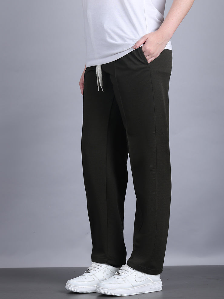 Mack Jonney Solid | Olive | Relaxed Fit | Cotton Trackpant For Women