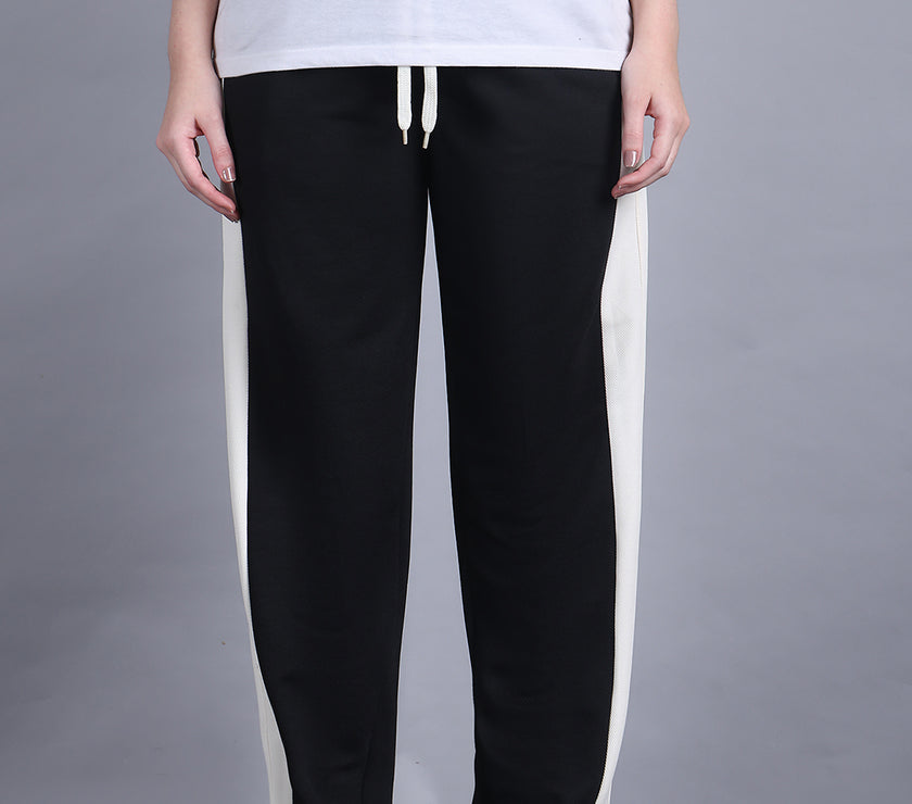 Mack Jonney Colorblock | Black | Relaxed Fit | Cotton Trackpant For Women