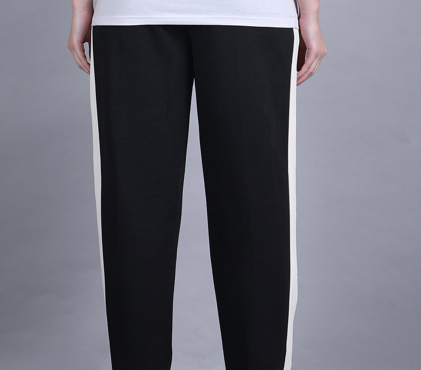 Mack Jonney Colorblock | Black | Relaxed Fit | Cotton Trackpant For Women
