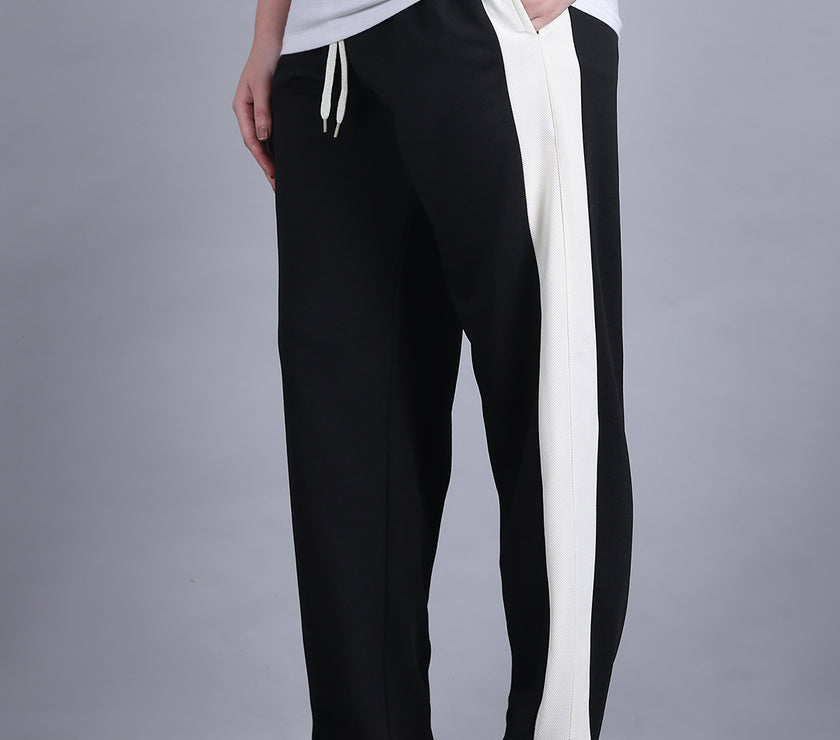 Mack Jonney Colorblock | Black | Relaxed Fit | Cotton Trackpant For Women