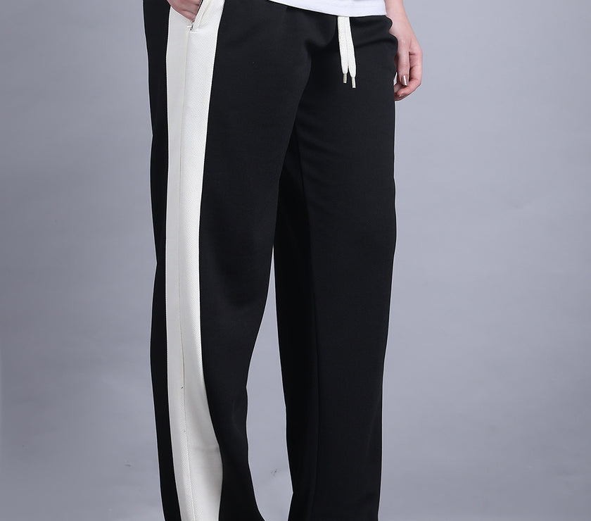 Mack Jonney Colorblock | Black | Relaxed Fit | Cotton Trackpant For Women