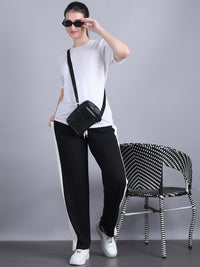 Mack Jonney Colorblock | Black | Relaxed Fit | Cotton Trackpant For Women