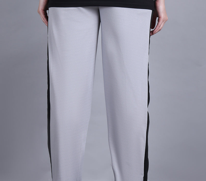 Mack Jonney Colorblock | Greyy | Relaxed Fit | Cotton Trackpant For Women