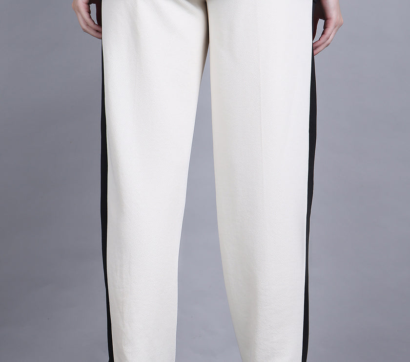 Mack Jonney Colorblock | off white | Relaxed Fit | Cotton Trackpant For Women