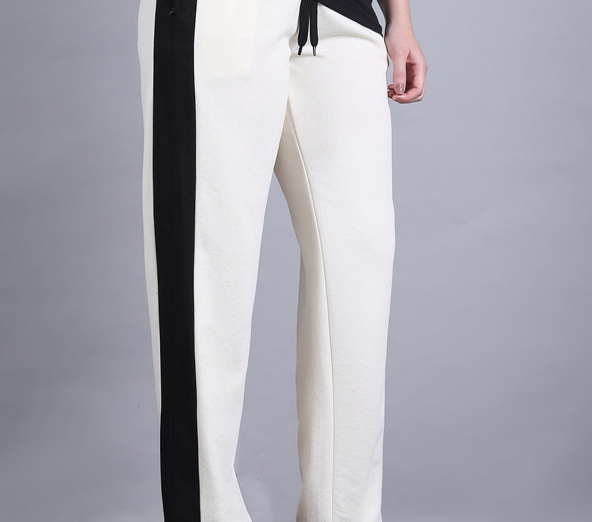 Mack Jonney Colorblock | off white | Relaxed Fit | Cotton Trackpant For Women