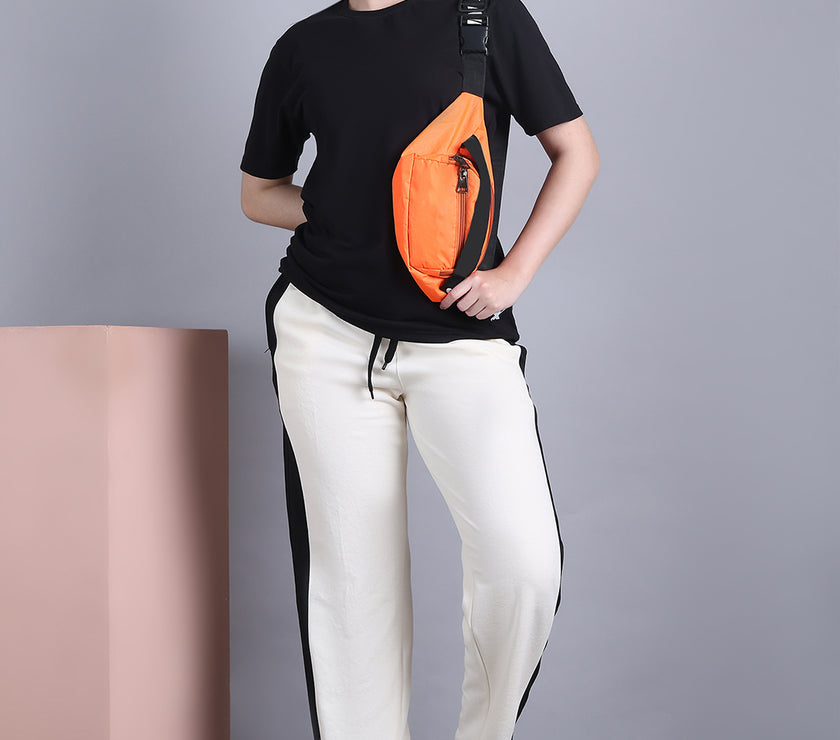 Mack Jonney Colorblock | off white | Relaxed Fit | Cotton Trackpant For Women
