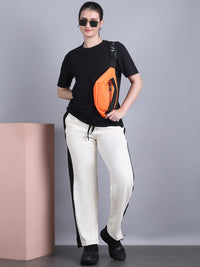 Mack Jonney Colorblock | off white | Relaxed Fit | Cotton Trackpant For Women