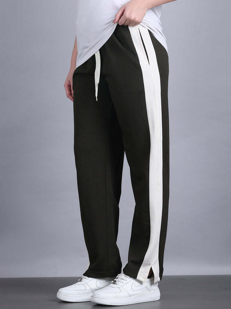 Mack Jonney Colorblock | Olive | Relaxed Fit | Cotton Trackpant For Women