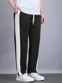 Mack Jonney Colorblock | Olive | Relaxed Fit | Cotton Trackpant For Women