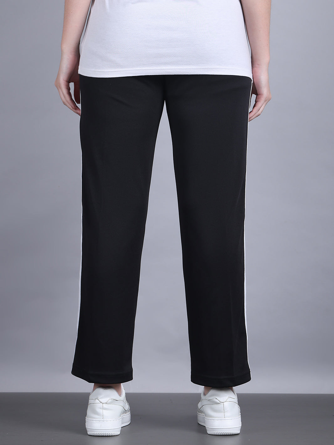 Mack Jonney Striped  | Black | Relaxed Fit | Polyster Lycra Trackpant For Women