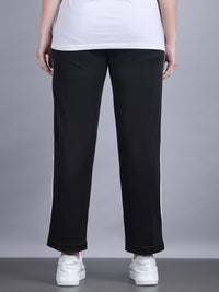 Mack Jonney Striped  | Black | Relaxed Fit | Polyster Lycra Trackpant For Women