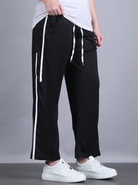 Mack Jonney Striped  | Black | Relaxed Fit | Polyster Lycra Trackpant For Women