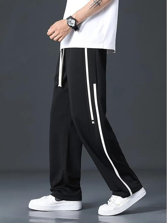 Mack Jonney Solid Black Regular Fit Polyster Lycra Trackpant For Men