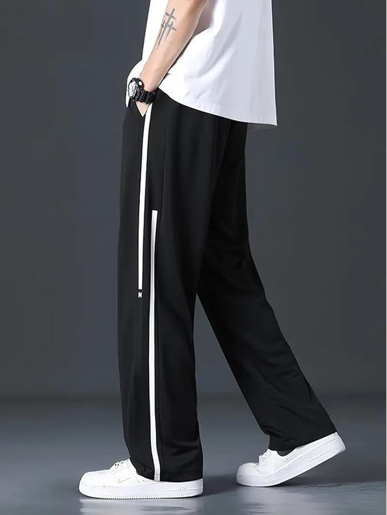 Mack Jonney Solid Black Regular Fit Polyster Lycra Trackpant For Men