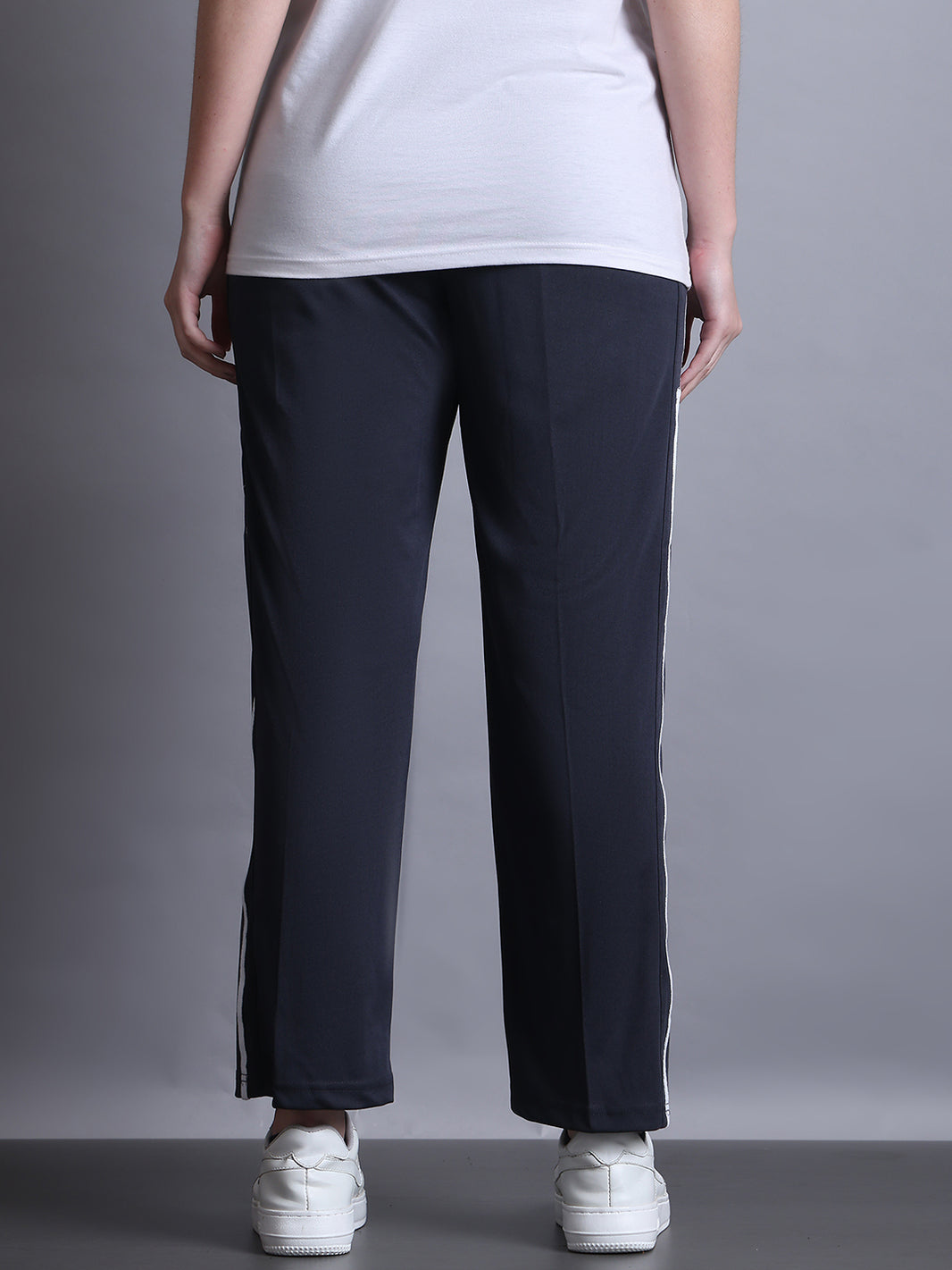 Mack Jonney Striped | Grey | Relaxed Fit | Polyster Lycra Trackpant For Women