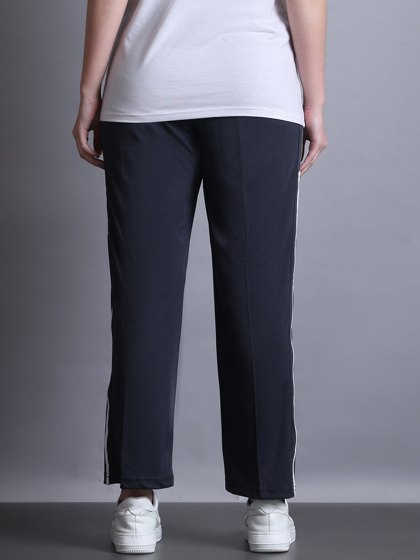 Mack Jonney Striped | Grey | Relaxed Fit | Polyster Lycra Trackpant For Women
