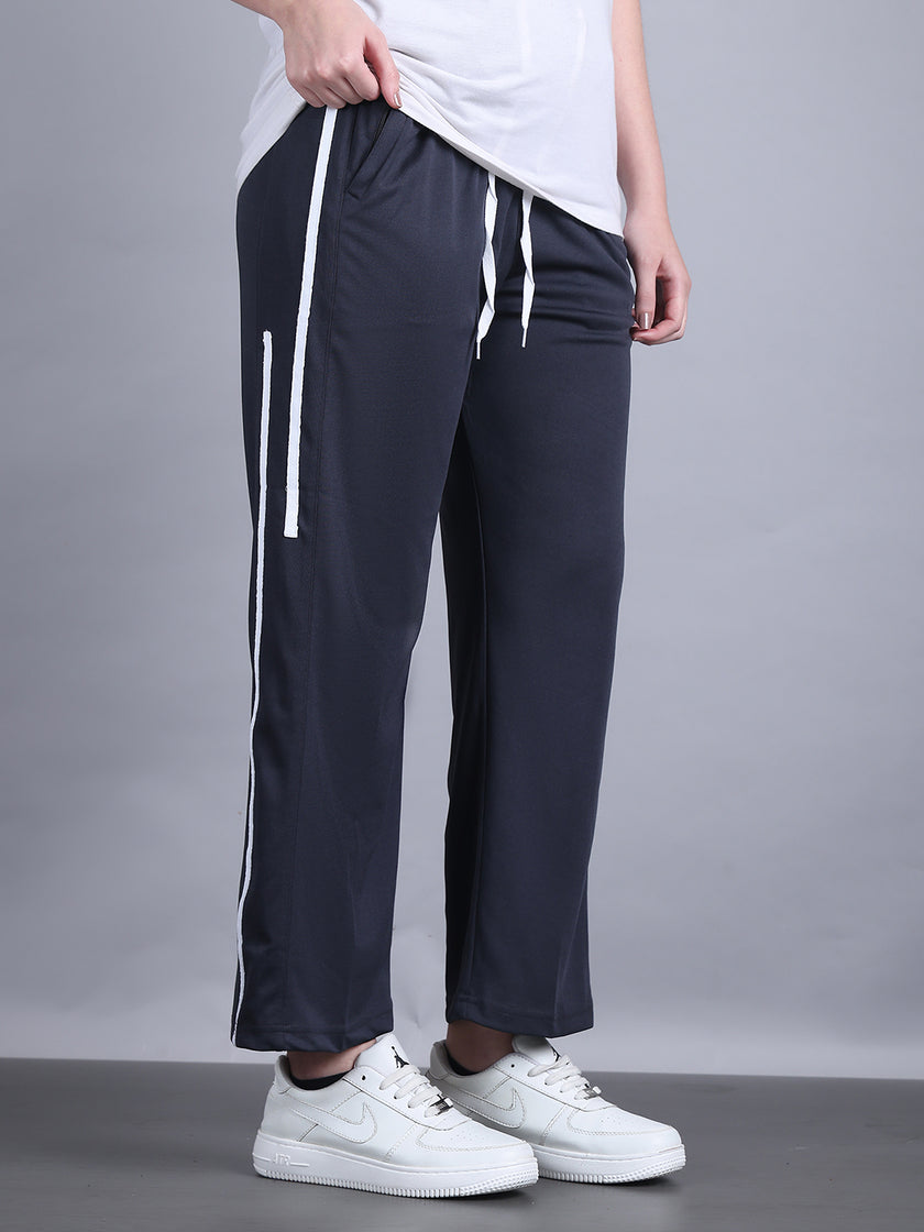 Mack Jonney Striped | Grey | Relaxed Fit | Polyster Lycra Trackpant For Women